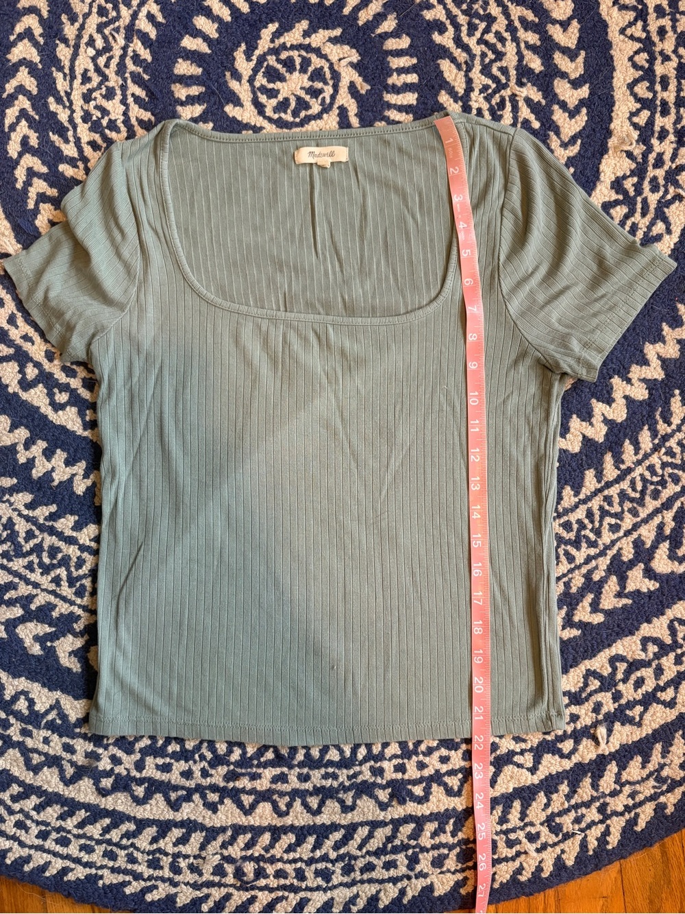 Madewell Square-Neck Ribbed Tee in Frosted Willow/Green